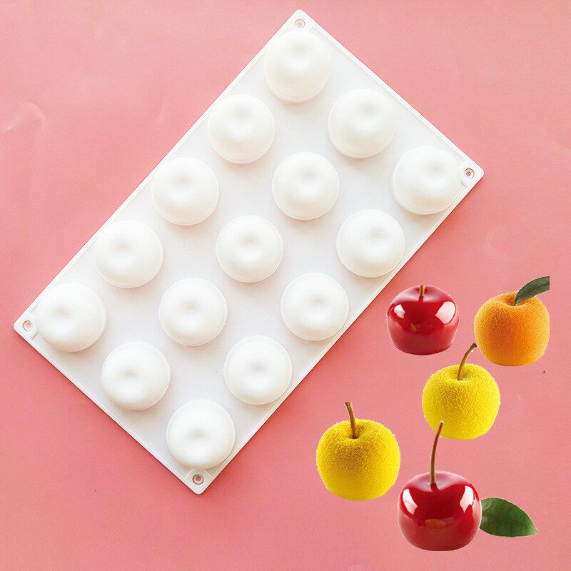 15连苹果法式水果慕斯模具中式点心硅胶小号蛋糕甜点烘焙甜品磨具