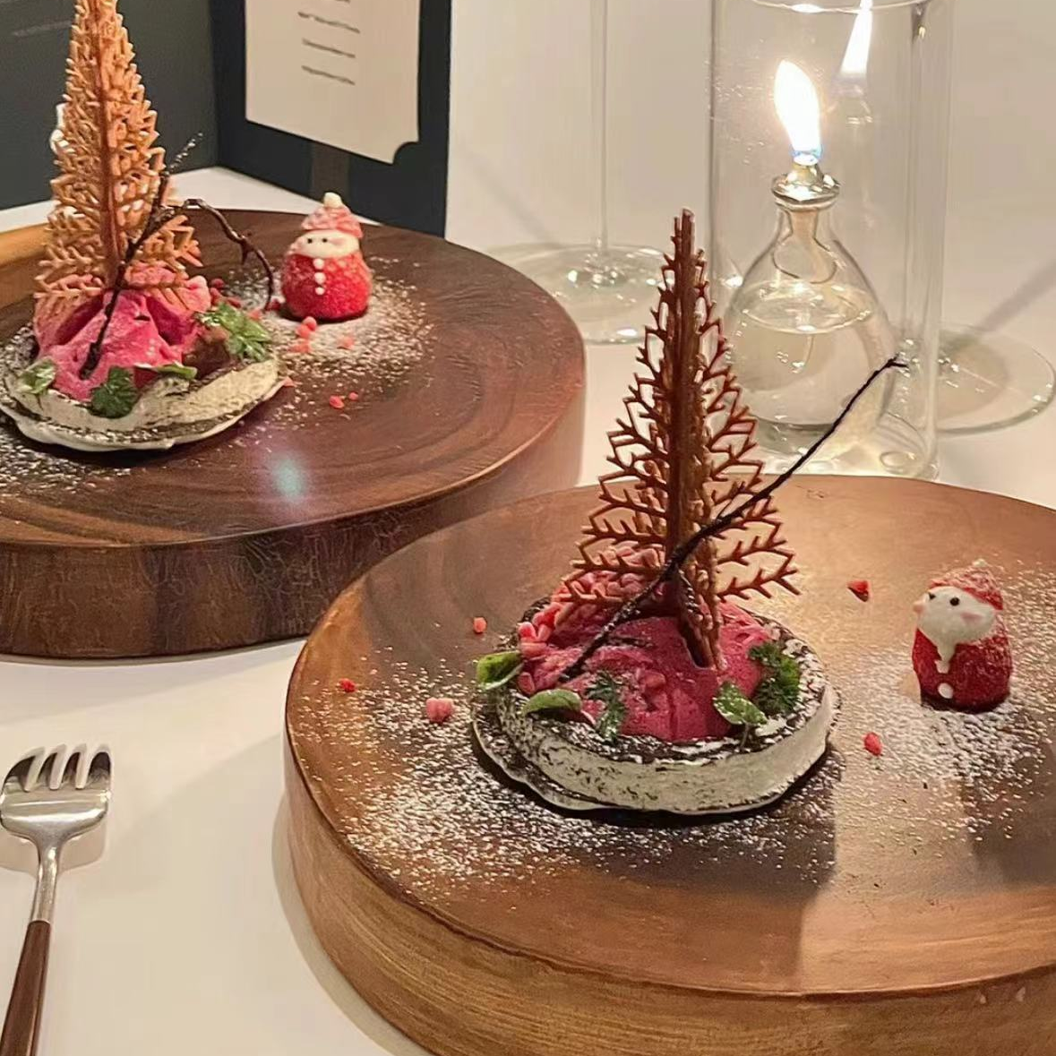 创意立体圣诞树硅胶烘焙脆片蕾丝模具法餐餐前创意摆盘甜品磨具