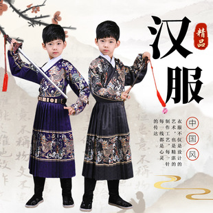 古装男童汉服武侠中国风锦衣卫蟒袍飞鱼服装麒麟明制交领儿童唐装