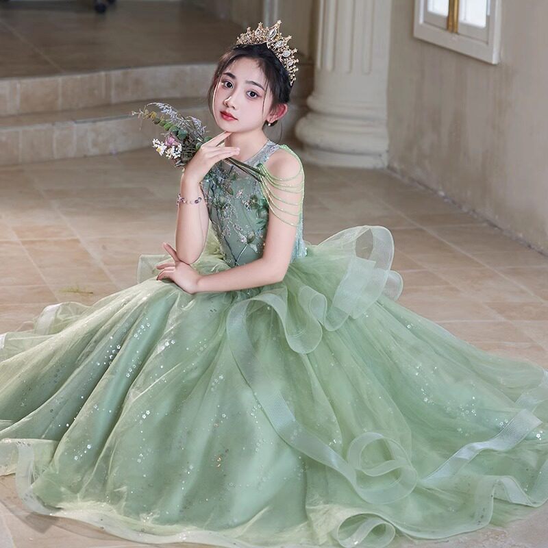 绝美超仙儿童礼服十岁生日女孩公主裙花童纱裙精灵主持人钢琴比赛