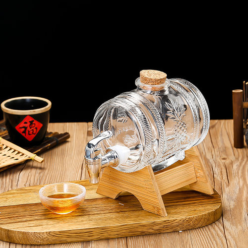 饮料桶带龙头玻璃密封人参瓶1l可乐桶2斤酒罐酿酒自酿