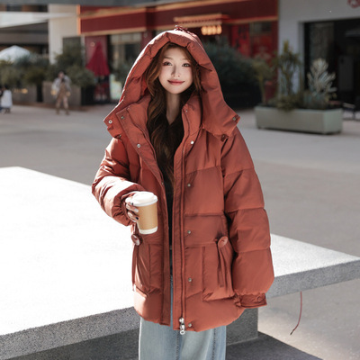 羽绒服女中长款胖MM加大码200斤2025秋冬连帽大纽扣外套加厚保暖