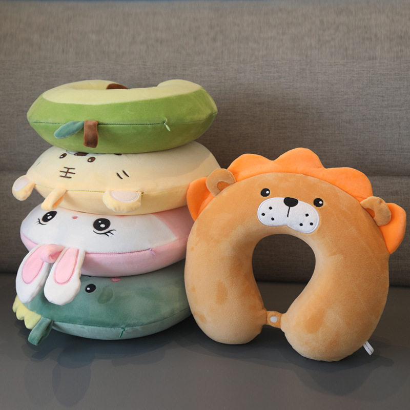 卡通动物记忆棉u型枕坐飞机颈枕慢回弹旅行u型护颈枕加logo