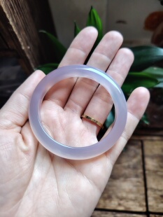 50-51圈口天然无烧无染色灰紫玉髓手镯女送礼玉镯子玛瑙手镯