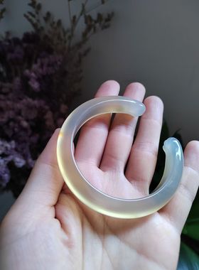 55圈口天然玛瑙手镯女款冰种蜜糖镯子玉髓荔枝冻玉镯冰开口猫爪