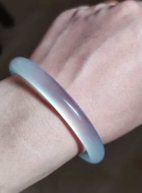 58-59圈口天然玛瑙手镯女款冰种白月光荔枝冻玉髓手镯少女款礼物