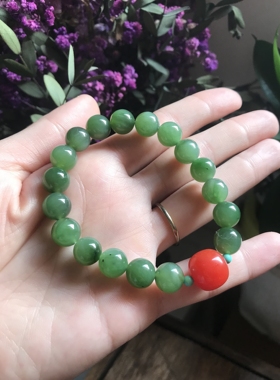 特惠9.6mm左右天然原矿碧玉手链女款单圈手串送闺蜜礼物饰品礼物