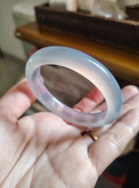 52-53圈口天然原色无烧无染色玉髓手镯送女友闺蜜生日礼物