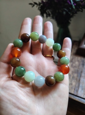 清仓亏出天然原矿原色无烧无染色和田玉手链多宝