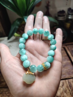 天然绿海纹石手链玉化料女款时尚个性简约百搭饰品礼物送女友闺蜜