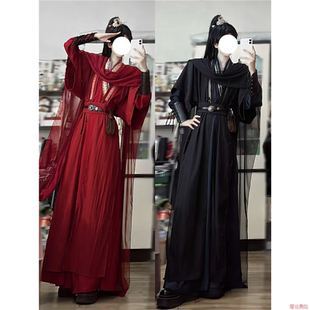 汉服套装万用黑红色劲装cosplay安琉璃墨燃可私设漫展古风二次元
