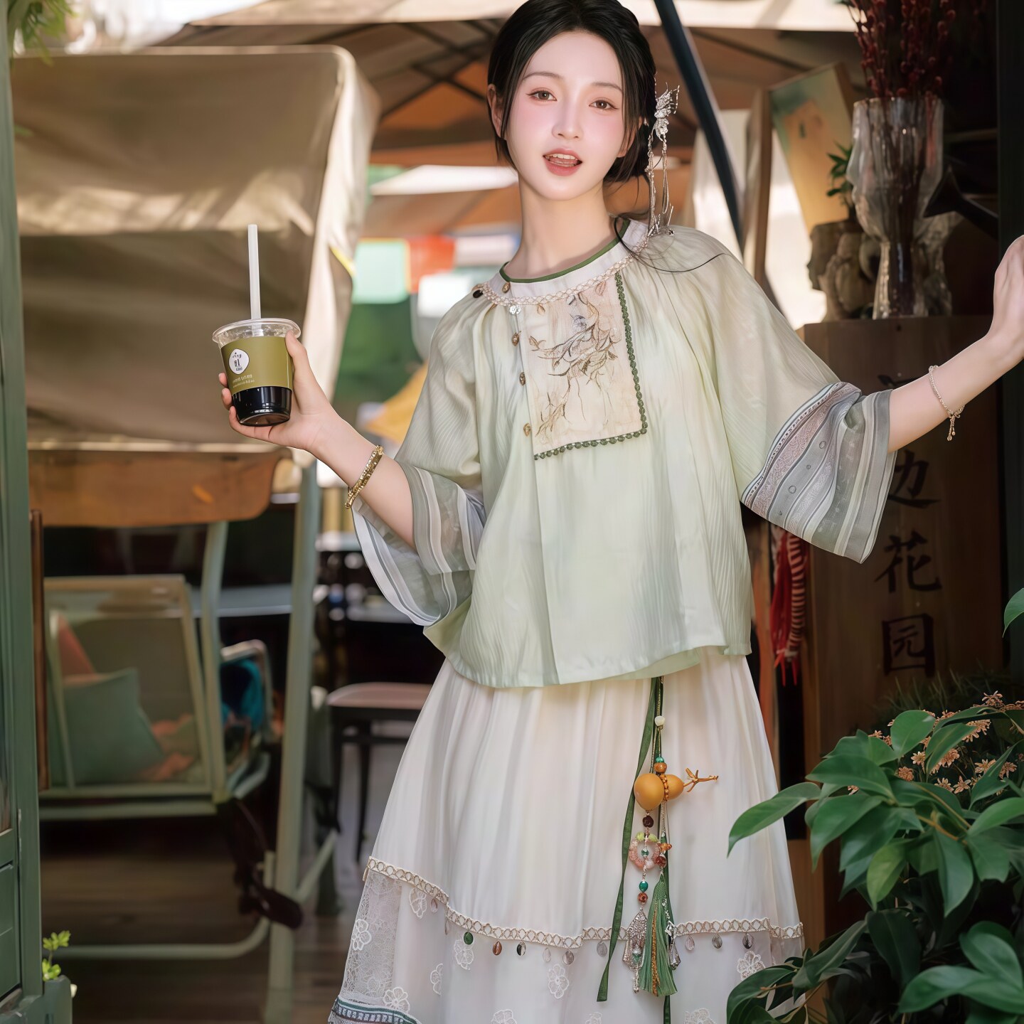 汉服女新中式圆领裙国风套装
