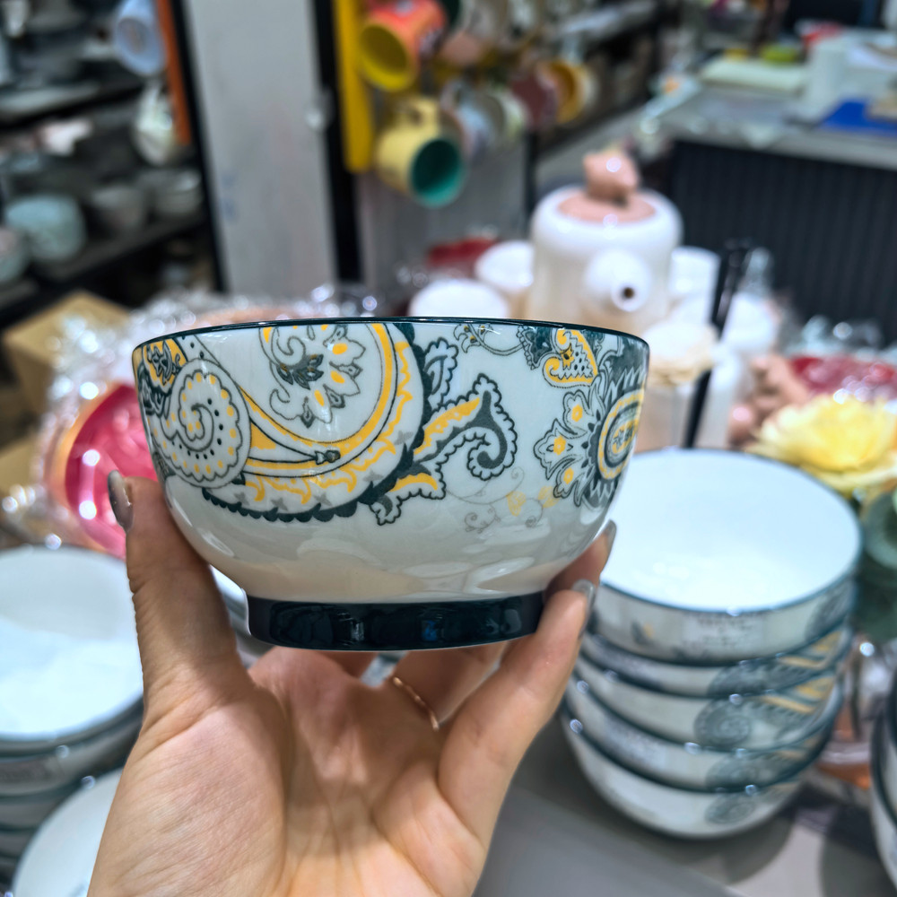 顺祥佩斯利碗盘套装家用陶瓷餐具饭碗儿童菜盘圆盘子米饭小碗碗具