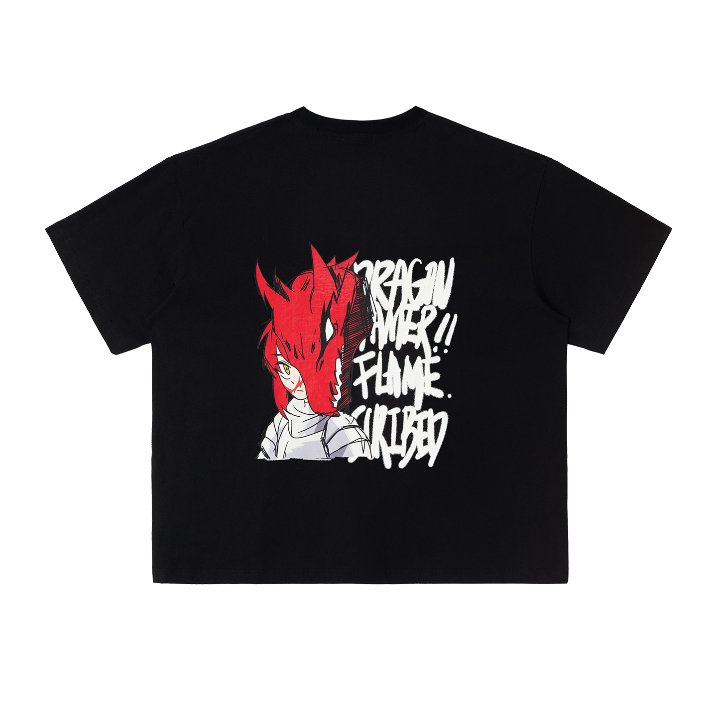 2727WORLD 法老 炎龙少女印花短袖T恤国潮美式复古街头