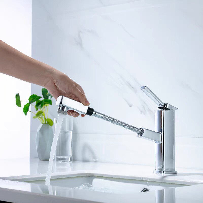 抽拉式洗头水龙头家用冷热全铜热水菜盆洗碗池洗手盆万向防溅伸缩