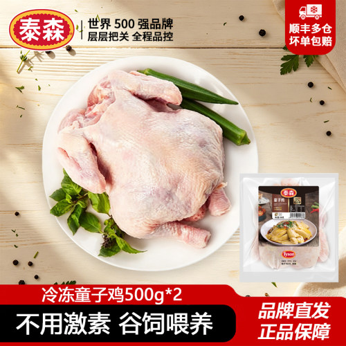 泰森童子鸡500g*2新鲜冷冻整鸡空气炸锅半成品炸鸡烤鸡商用批发