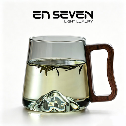 ENSEVEN丨遥星·玻璃杯防烫胡桃木把耐高温观山杯喝水杯简约茶杯