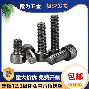 黑镍内六角螺丝12.9级DIN912杯头螺栓加长机螺钉M2M2.5M3M4M5M6M8
