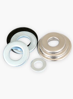 8.8级黑色镀镍平垫圈金属介子DIN125华司GB97垫片镀锌M2M3M4M5M6