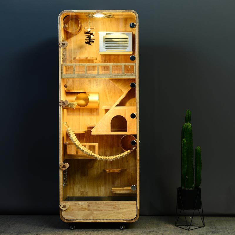 龙猫柜笼别墅笼子家用窝木屋房豪华别墅静音带冰窝大城堡实木定制