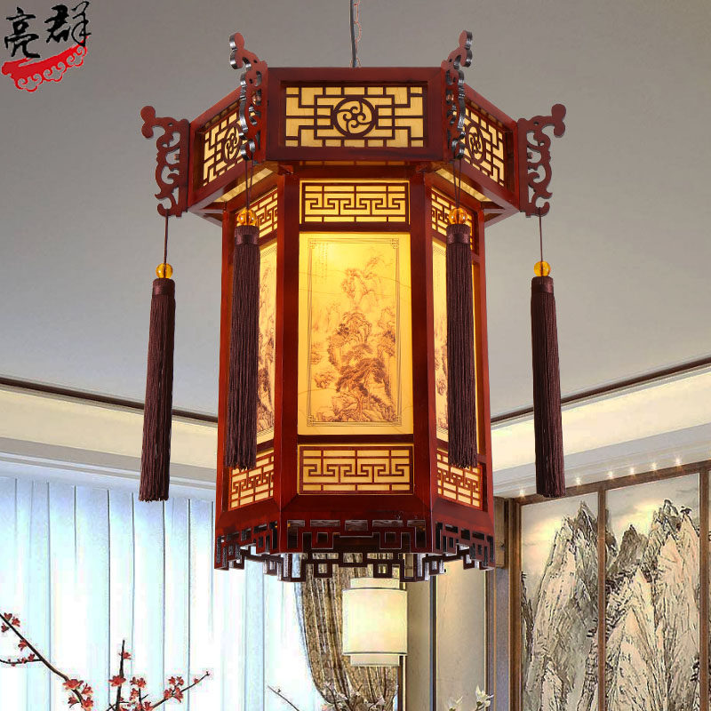 明清古典木艺吊灯酒店餐厅宫廷仿古中式茶室民宿过道走廊灯笼吊灯