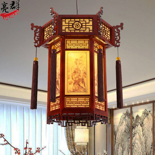明清古典木艺吊灯酒店餐厅宫廷仿古中式茶室民宿过道走廊灯笼吊灯