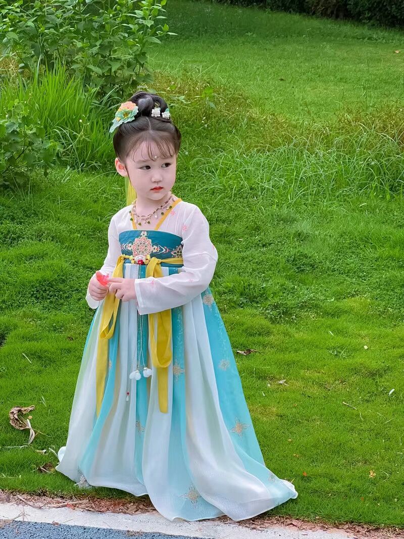 汉服女童仙气古风夏季薄款儿童中国风改良古唐装襦裙长袖超仙夏装