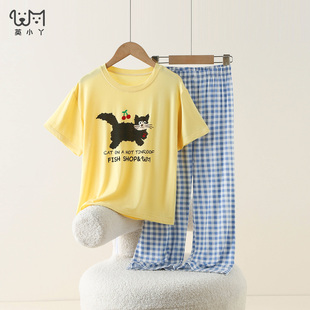 初中生空调服家居服可外穿网红同款 女童莫代尔睡衣夏款 简约清新