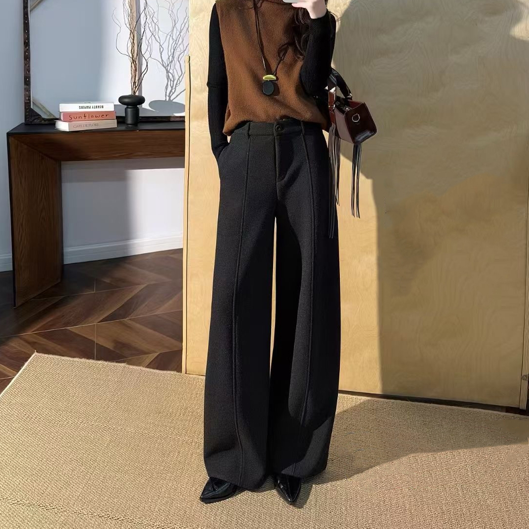 玉丰情丝2990加绒保暖直筒西装裤