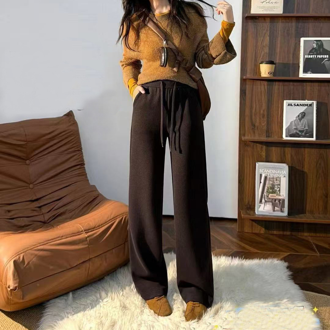 玉丰情丝2025冬直筒裤抽绳筒喇裤