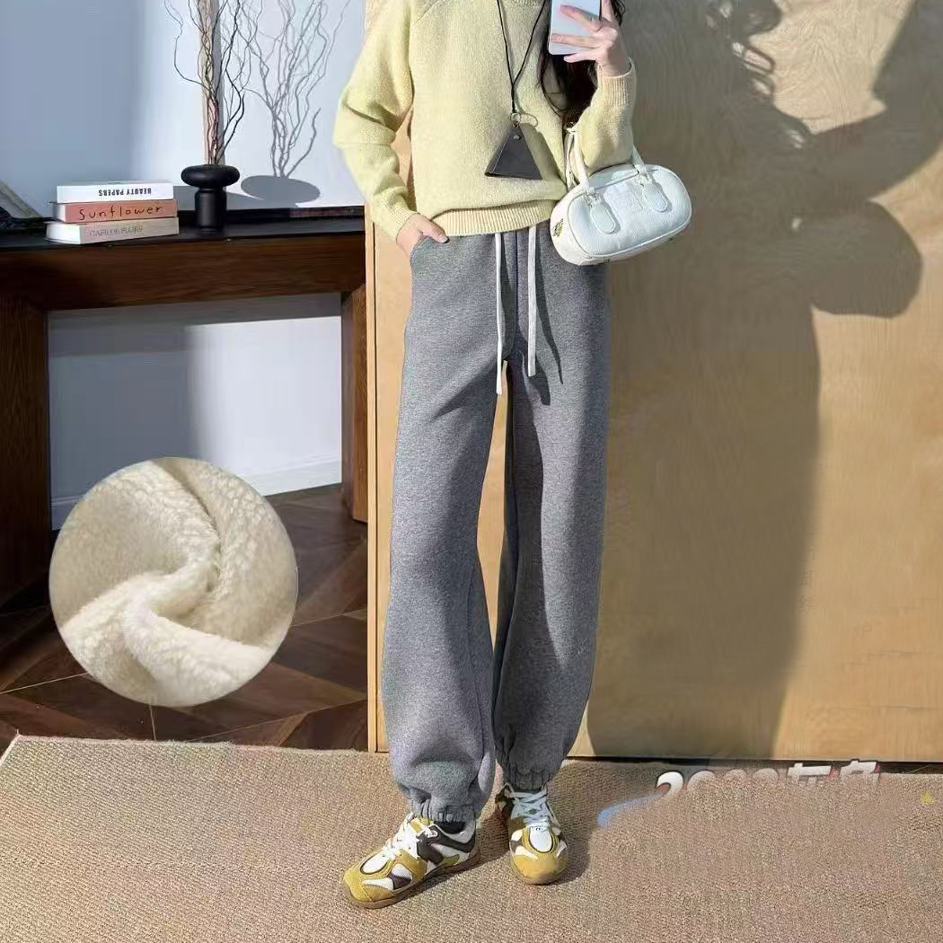 玉丰情丝2025年冬季加绒保暖卫裤