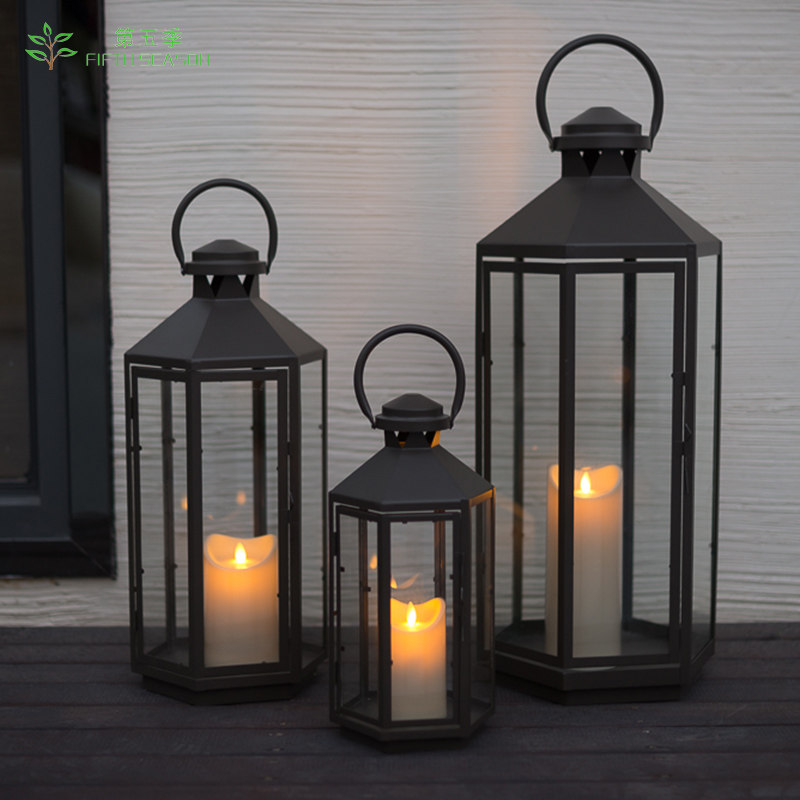 北欧复古玻璃防风烛台中式户外庭院铁艺落地风灯样板房软装饰摆件|ruв категории Домашний быт, свеча/подсвечник, подсвечник - от Buy2taobao.com для оказания профессиональной услуги покупки агента Taobao