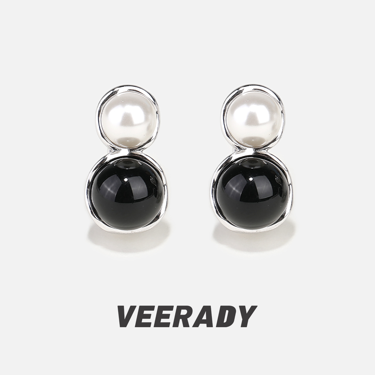 S925纯银天然黑玛瑙耳钉