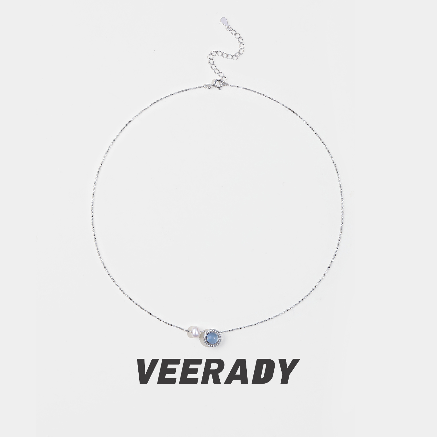 薇拉蒂925纯银海蓝宝项链女天然淡水珍珠吊坠精致小众锁骨链颈链