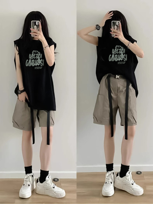 短袖复古大码oversize纯棉女