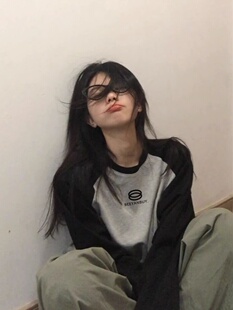 复古高街潮牌大码 胖MM拼接假两件中长款 长袖 早秋新款 T恤女装 美式