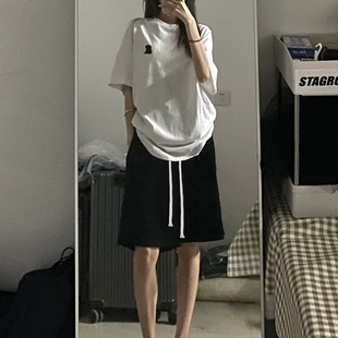 薄款 大碼 男女運(yùn)動(dòng)五分褲 夏高腰寬松顯瘦百搭無性別穿搭闊腿褲 短褲