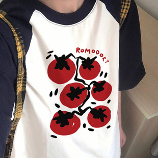 夏季 胖MM宽松显瘦遮肉oversize慵懒风bf上衣潮 拼色插肩T恤女大码