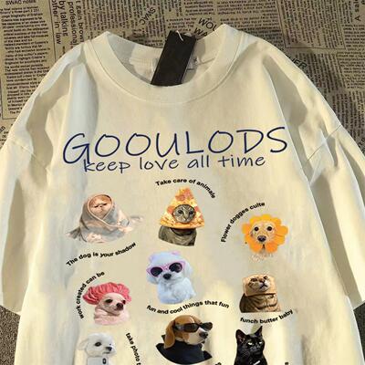 大码重磅纯棉男女复古半袖