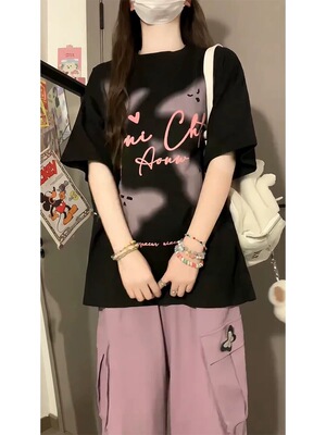 重磅纯棉半袖oversize潮牌女