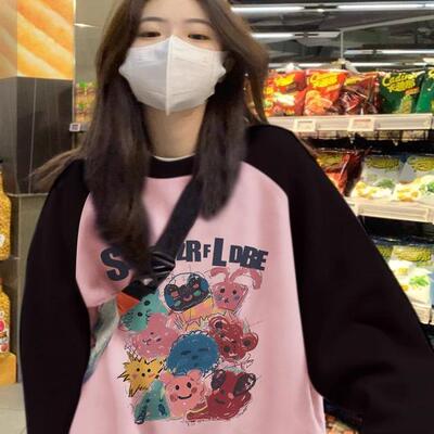 美式重磅oversize纯棉复古卫衣女