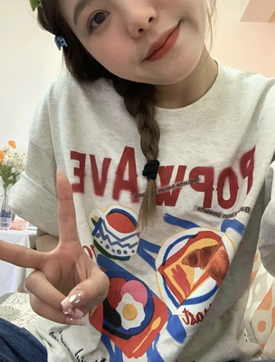 纯棉重磅260g复古oversize短袖女