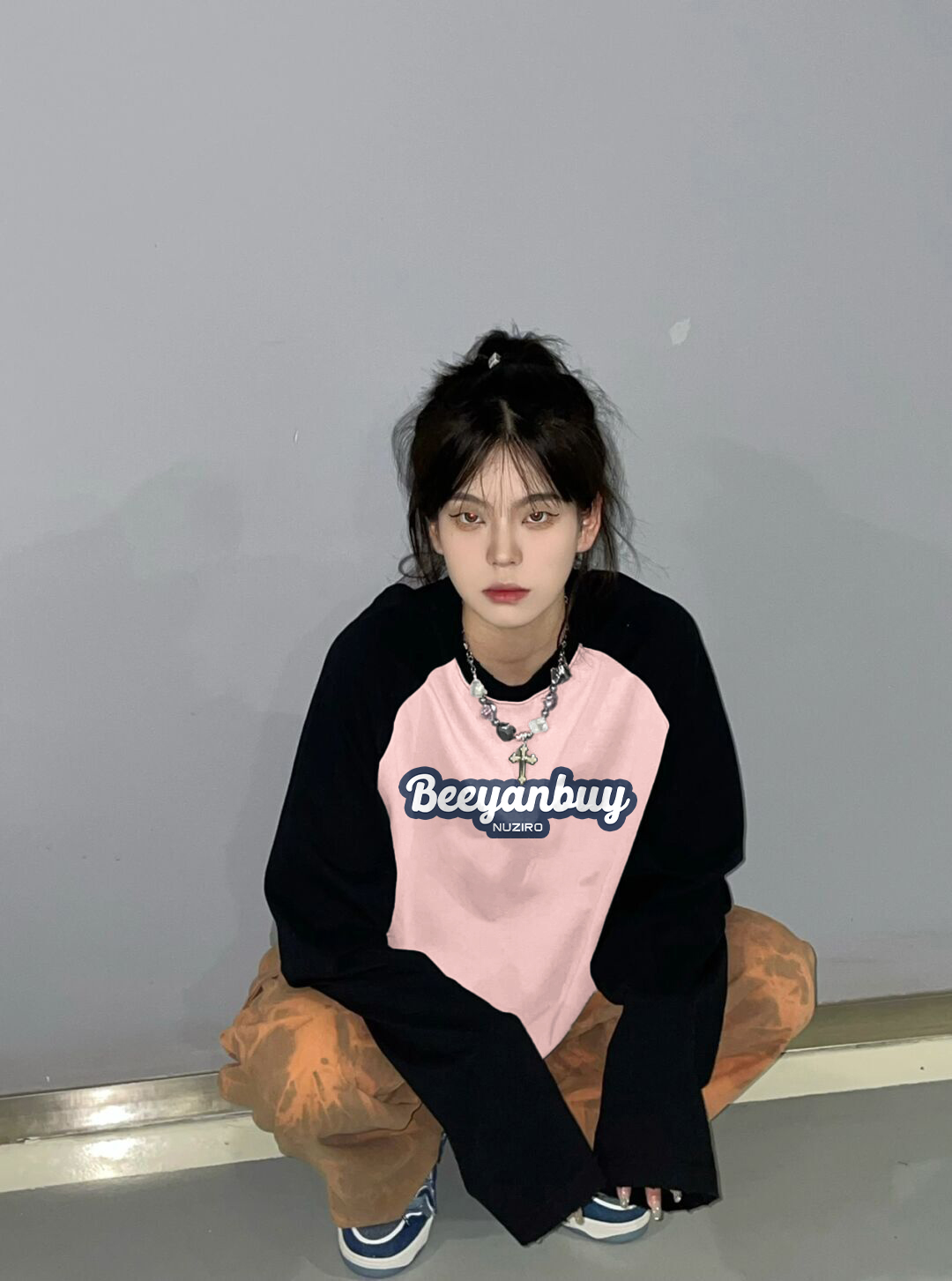 长袖复古重磅oversize纯棉女