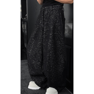 龙叨叨秋冬新品小众设计高级感满天星垂感休闲裤宽松休闲潮牌长裤