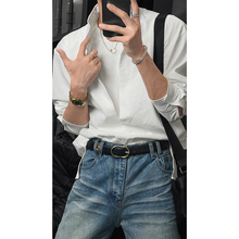 龙叨叨夏季新款潮流双层假两件设计小众圆领T恤百搭宽松长袖衬衫