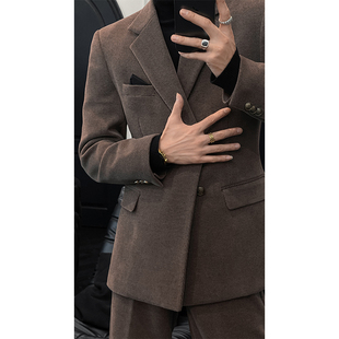 龙叨叨2024秋冬新品高定复古绅士西装套装高级感商务休闲西服西裤