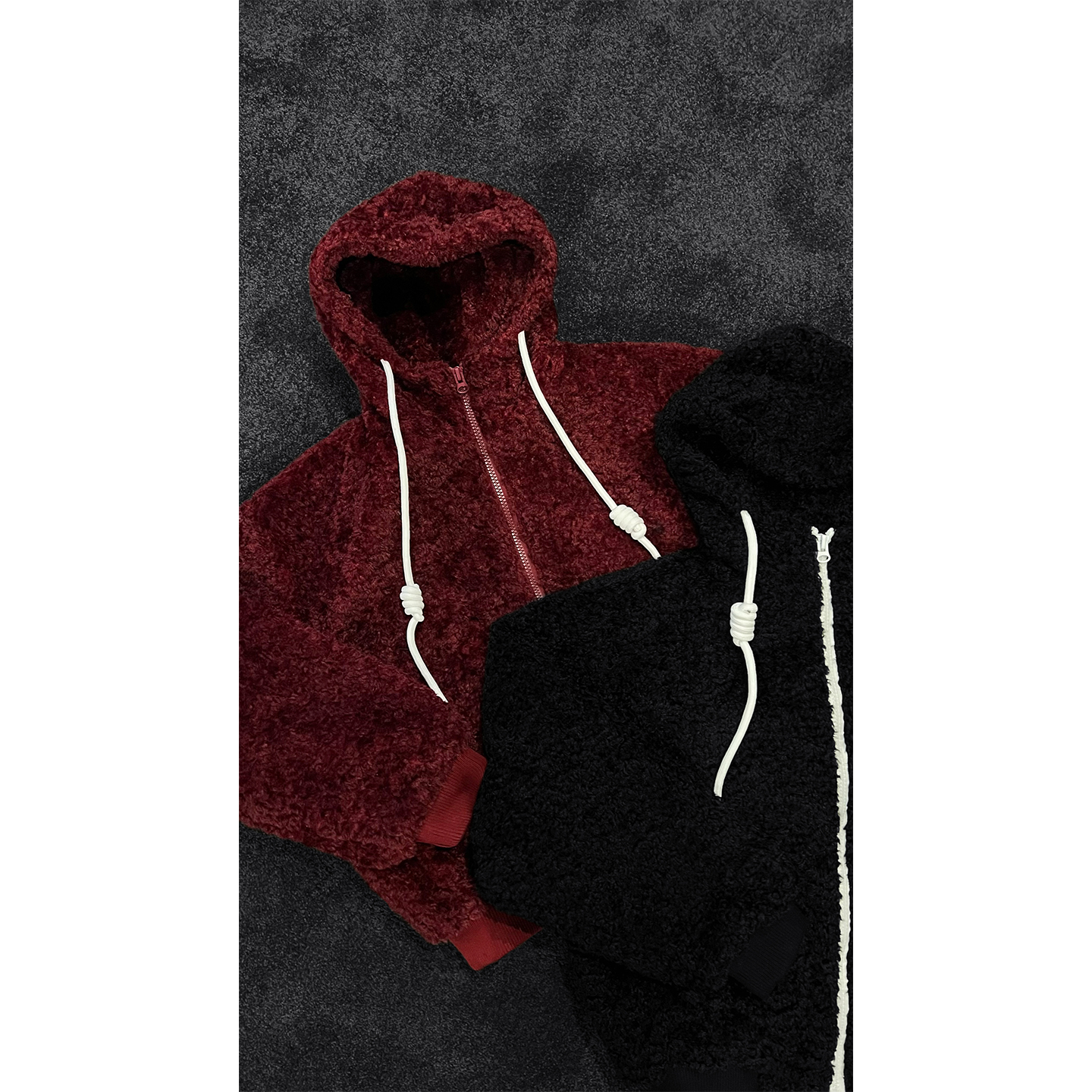 龙叨叨冬季新品时尚高级感美式抽绳设计连帽羊羔绒外套宽松日常男