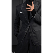 新品 毛边设计高级感西装 套装 龙叨叨2024秋季 休闲西服宽松直筒长裤