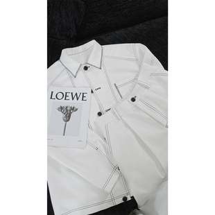 男潮牌简约休闲外套男长裤 明线设计感牛仔夹克套装 新品 龙叨叨春季