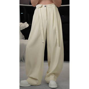 小众痞帅百搭长裤 龙叨叨2024秋季 腰带休闲裤 潮流棉感设计款 男 新品